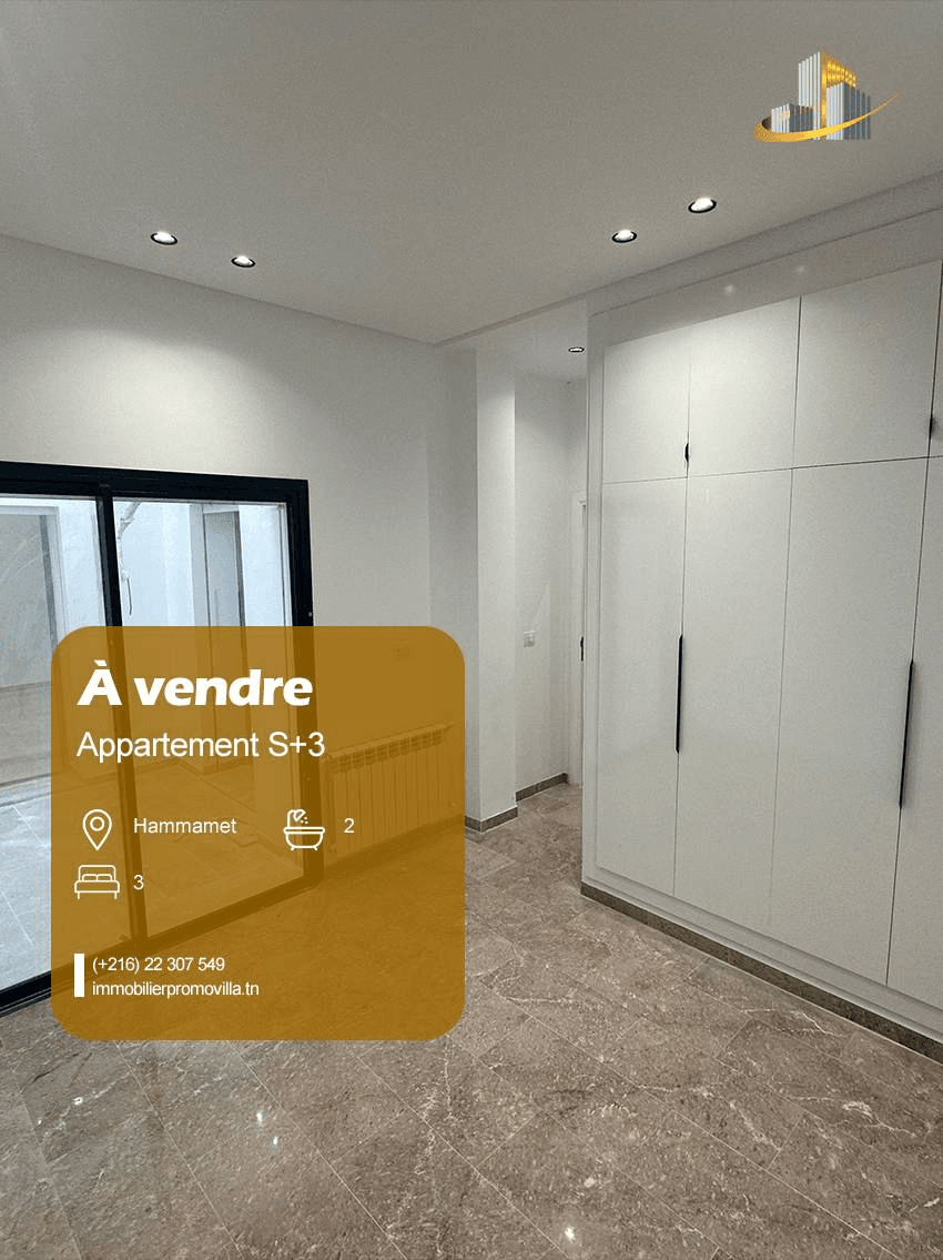 un appartement s+3 zone touristique hammamet