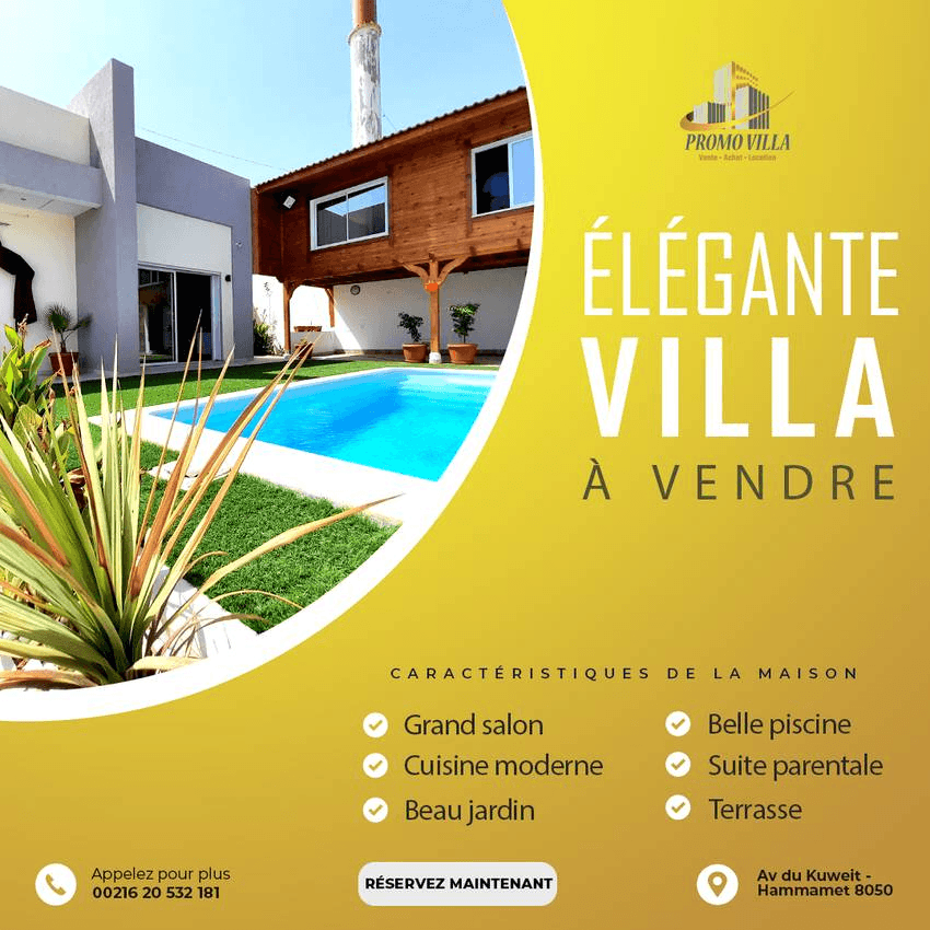 villa plain-pied de luxe à hammamet